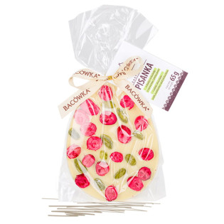 Œuf de Pâques en chocolat blanc, canneberges et pistaches 65 g