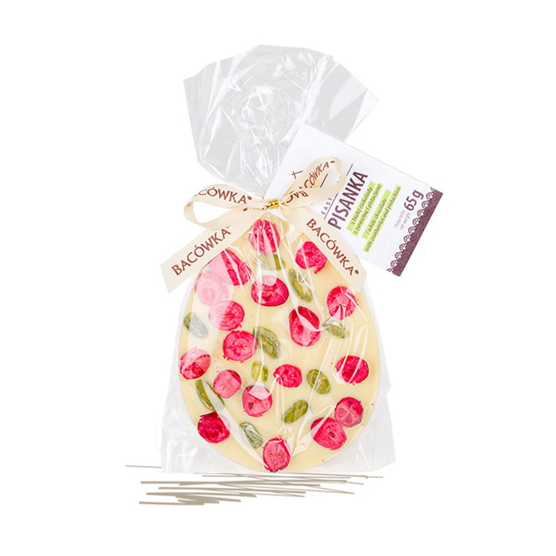 Œuf de Pâques en chocolat blanc, canneberges et pistaches 65 g