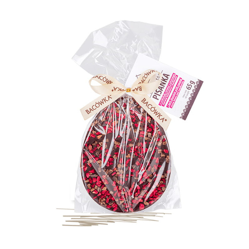 Oeuf de Pâques en chocolat noir et framboises 65g